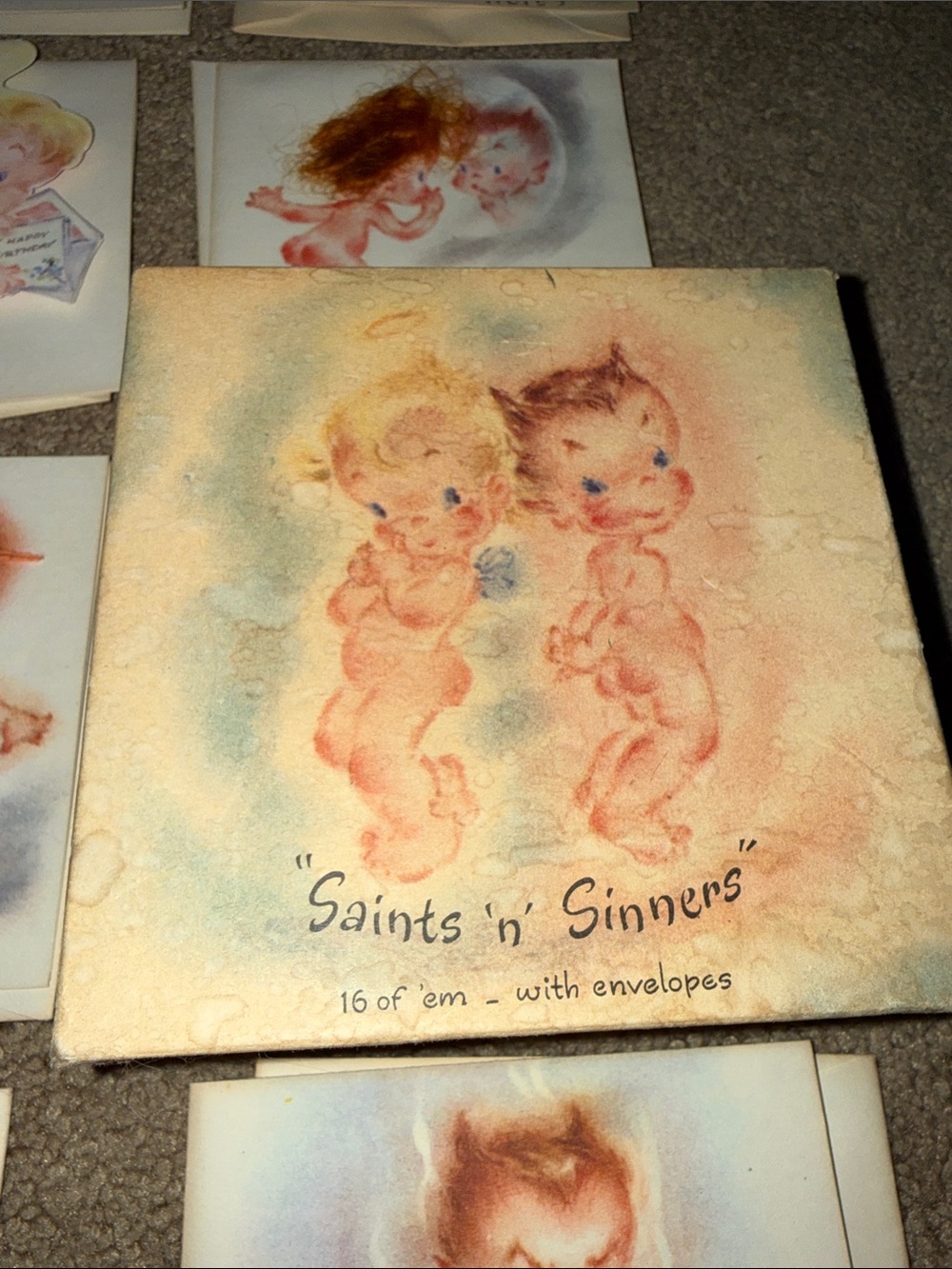 Saints 'n' Sinners Vintage Party Greeting Card Set - Pink/Cream - Picture 2 of 13